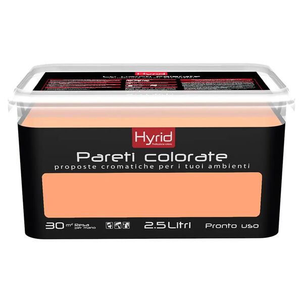 hyrid by covema idropittura lavabile hyrid 2,5 l arancio moda per interno 5-6 m² con 1 l a 2 mani