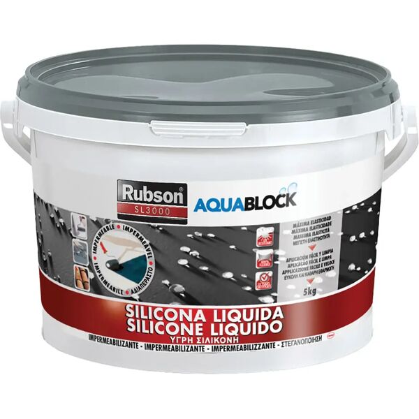 rubson silicone liquido  aquablock 5 kg grigio rivestimento impermeabile universale