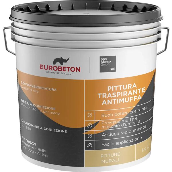 eurobeton sanmarco pittura antimuffa eurobeton smarco 14 l bianco traspirante 4-5 m² con 1 l a 2 mani