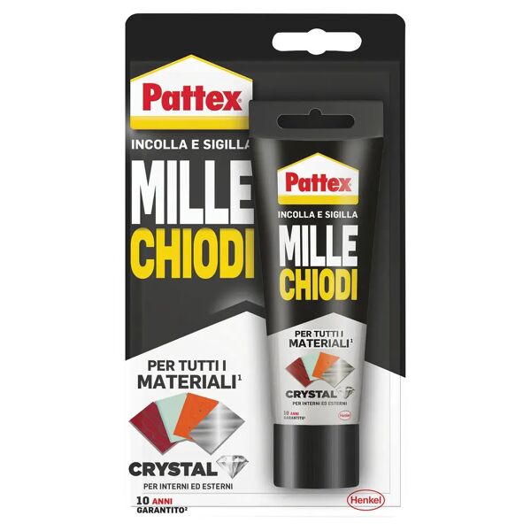 pattex adesivo sigillante  millechiodi crystal 90 g incolla e sigilla tutti i materiali