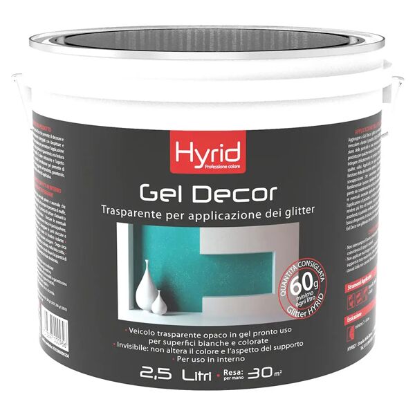 hyrid by covema gel trasparente decor hyrid 2,5 l per applicazione di glitter 5-6 m² con 1 l a 2 mani