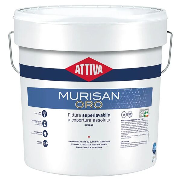 attiva idropittura superlavabile  5 l murisan oro opaco 6 m² con 1 l a 2 mani