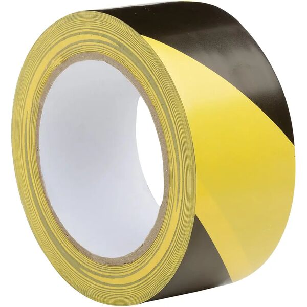 tecnomat nastro adesivo pvc segnaletico nero giallo h 50 mm x l 33m pedonabile per ostacoli