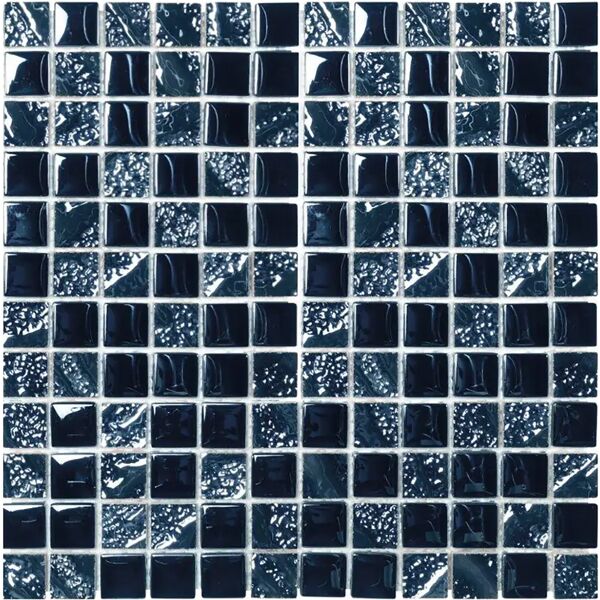 tecnomat mosaico interno toledo black lucido 30x30x0,8 cm 1 pezzo mix vetro e ceramica