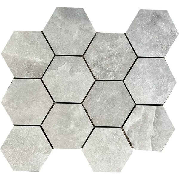 tecnomat mosaico esagono pietra di sale grigio foglio 35x34 cm pei3 r9 gres porcellanato