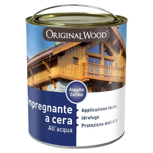 originalwood impregnante cera ad acqua original wood 2,5 l bianco pronto uso 12 m² con 1 l