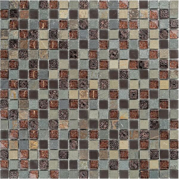 tecnomat mosaico interno valencia brown 30x30x0,8 cm mix vetro marmo