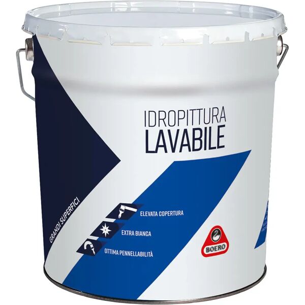 boero idropittura lavabile  bianca 4 l ideale per soggiorni camere 5-6 m² con 1 l a 2 mani