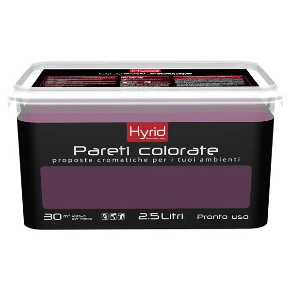 hyrid by covema idropittura lavabile hyrid 2,5 l viola moda per interno 5-6 m² con 1 l a 2 mani