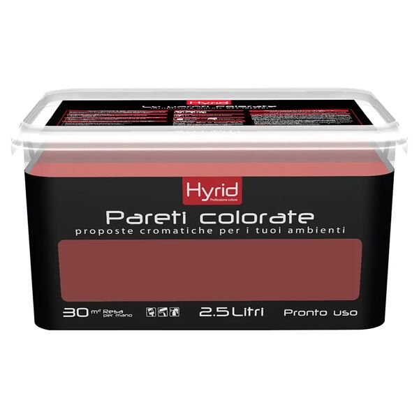 hyrid by covema idropittura lavabile hyrid 2,5 l rosso moda per interno 5-6 m² con 1 l a 2 mani