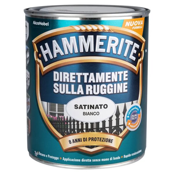 hammerite smalto antiruggine satinato  0,75 l bianco 8-10 m² con 1 l