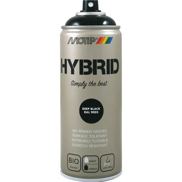 motip vernice spray hybrid ral 9005  nero profondo 400 ml 2,5 - 3,5 m² con 1 l