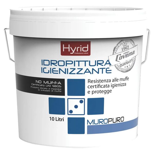 hyrid by covema idropittura igienizzante hyrid bianca 10 l igienizza e protegge 4-5 m² con 1 l a 2 mani