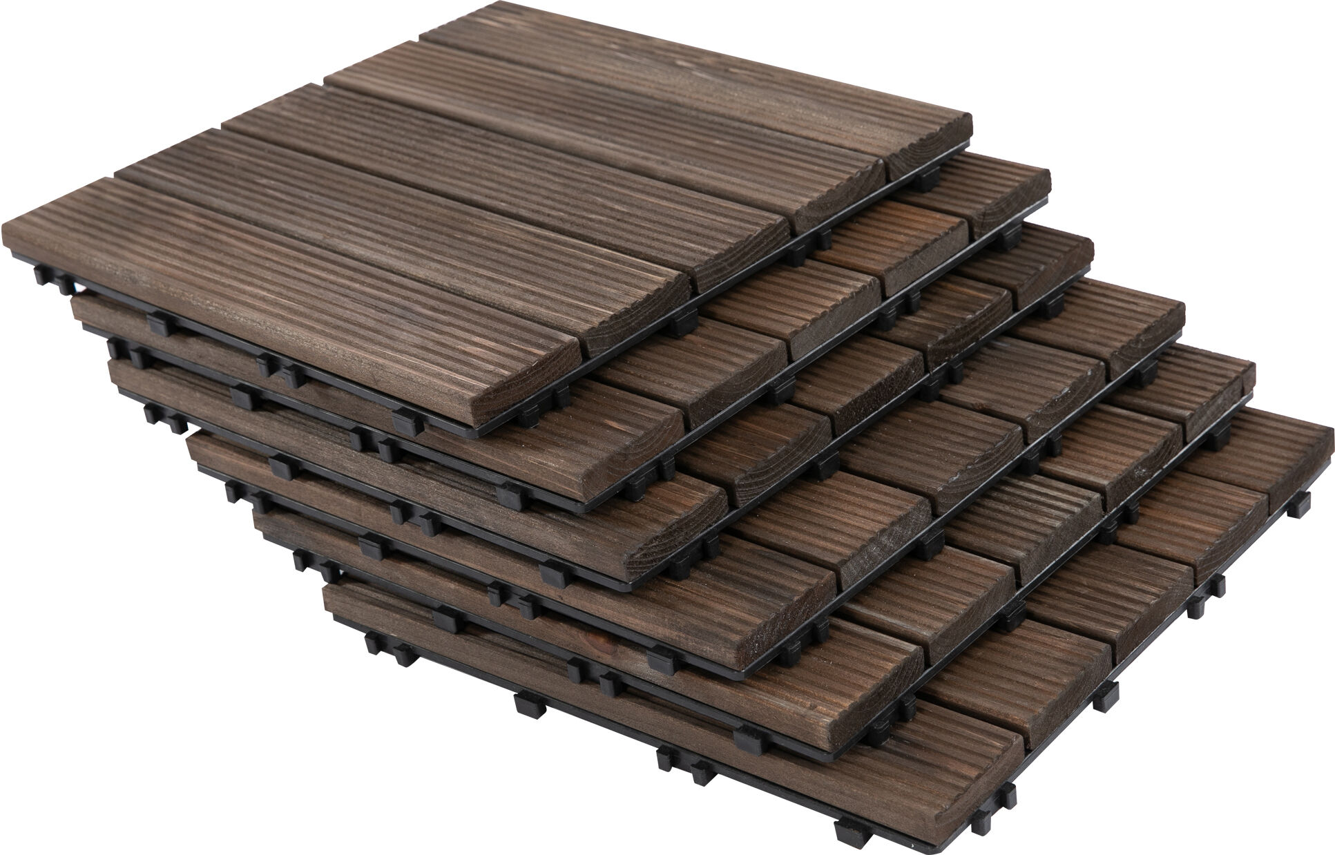 Outsunny Piastrelle per Esterni Pavimento in Legno, Set 27 Pezzi Montaggio a Incastro, 30x30x2.5 cm