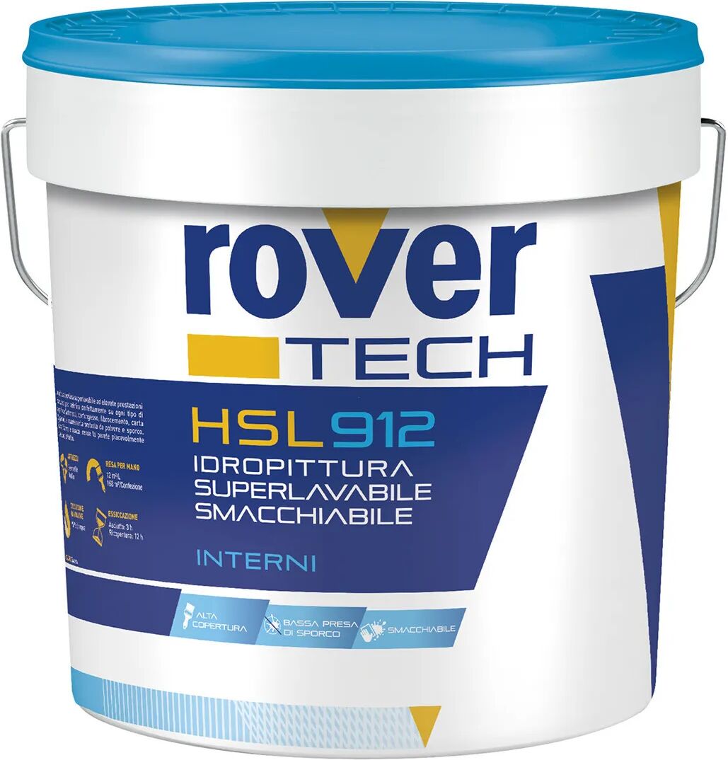 ROVERTECH Idropittura Superlavabile  14 L Hsl912 Smacchiabile Bianca 5-6 M² Con 1 L A 2 Mani