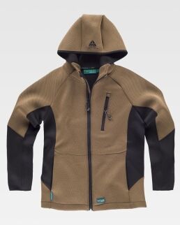 Workteam 100 Felpa bicolore zip lunga con cappuccio neutro o personalizzato