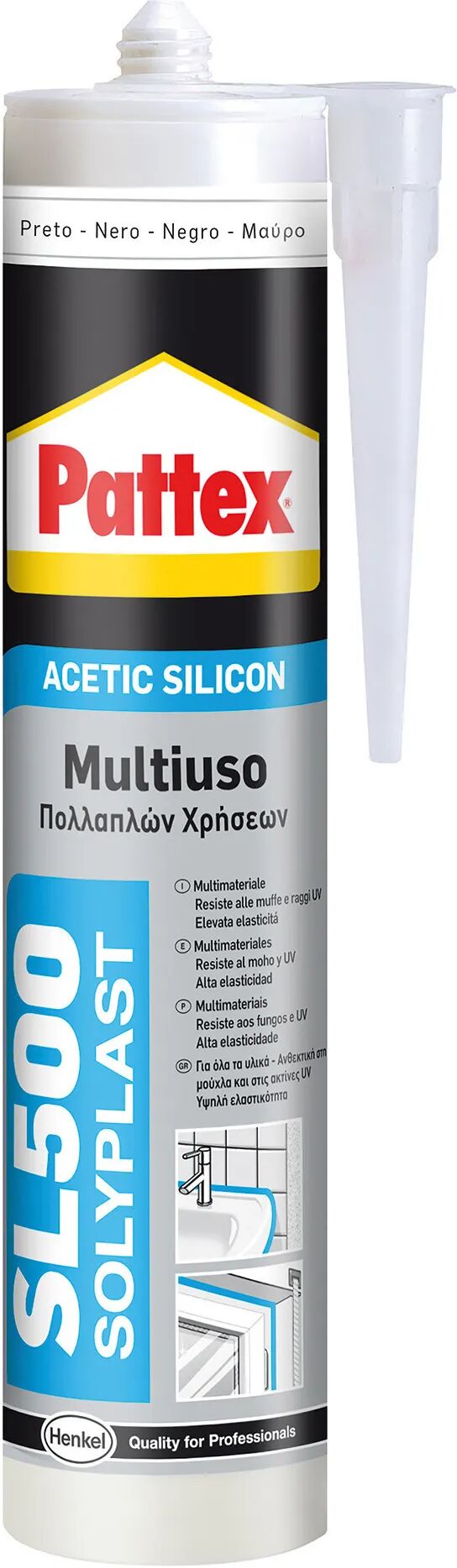 Pattex SILICONE ACETICO  UNIVERSALE NERO 300 ml ALTA QUALITA