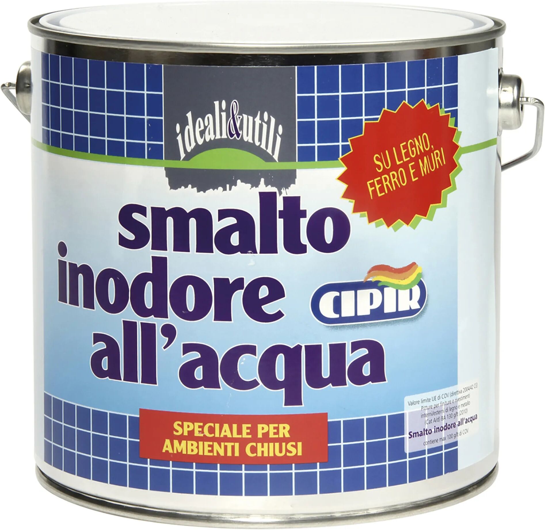 Cipir SMALTO ACQUA LUCIDO  BIANCO 0,75 l TUTTI I SUPPORTI 8-10 m² CON 1 l PRONTO USO