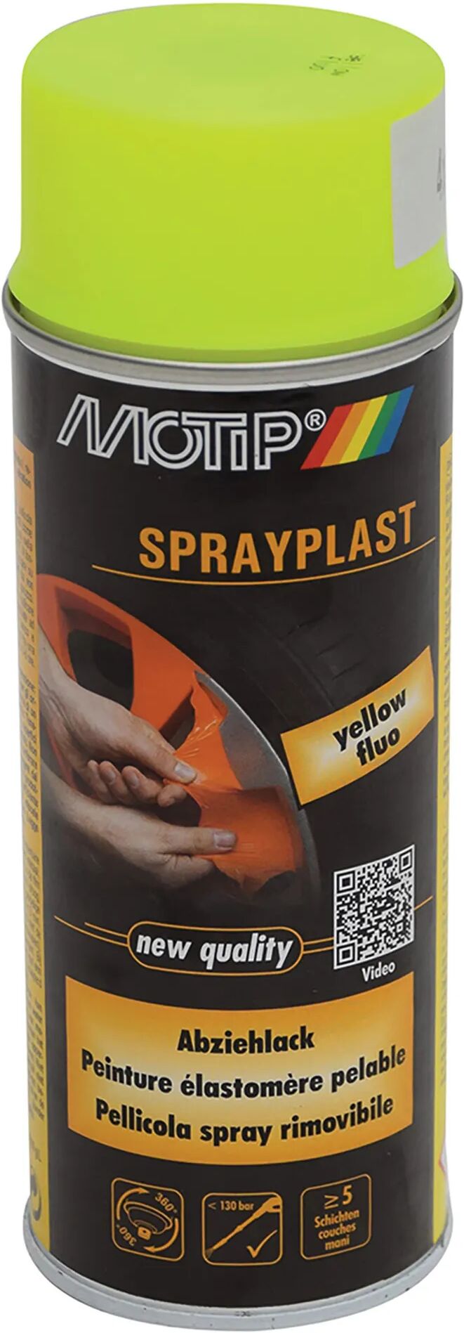 Motip PELLICOLA RIMOVIBILE SPRAY  400 ml SPRAYPLAST GIALLOFLUO OPACO 0,5-1 m² CON 1 l - 5 MANI