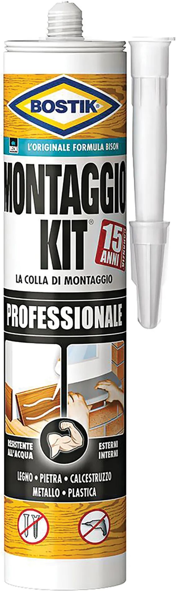 Bostik COLLA MONTAGGIO KIT 350 g PER LEGNO PIETRA METALLO CALCESTRUZZO E PLASTICA