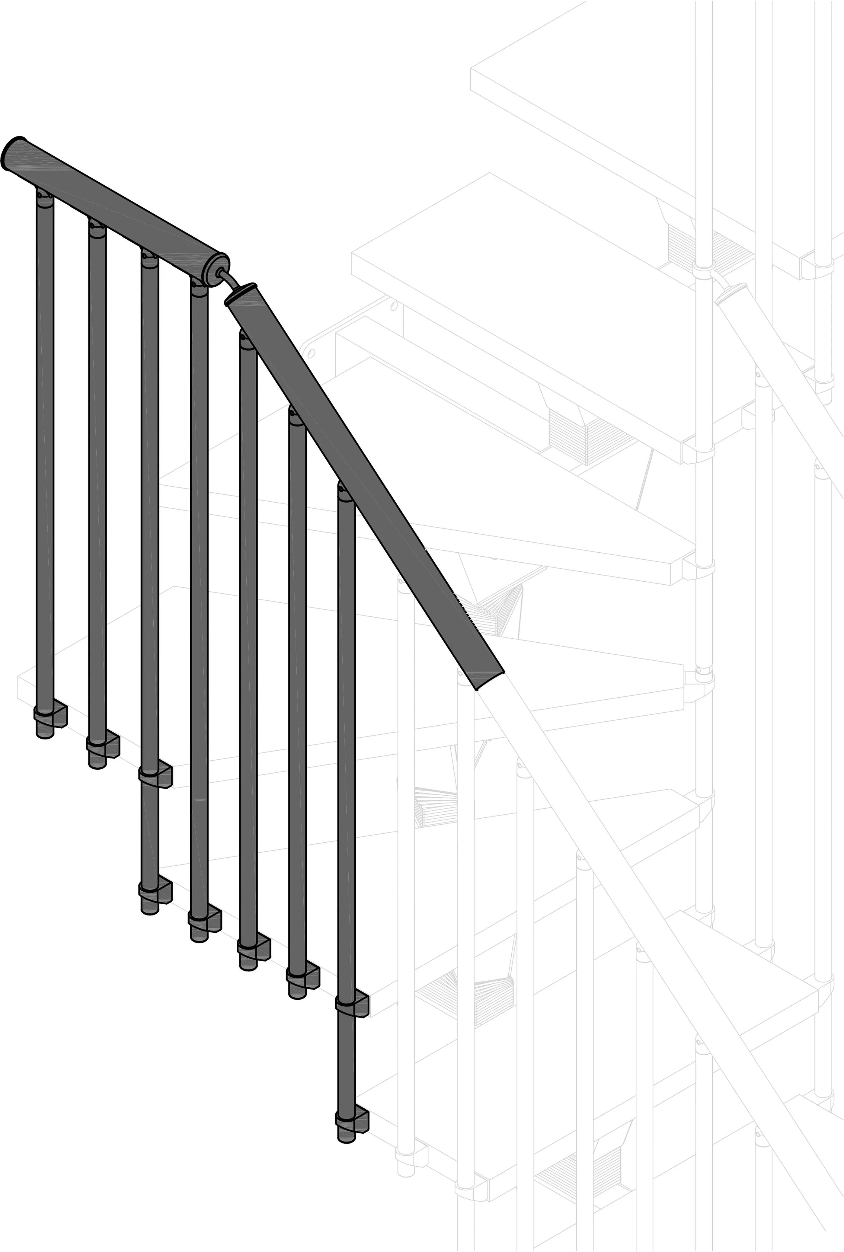 Tecnomat KIT RINGHIERA ESTERNA SCALA MAXI PER GRADINI GIRO ACCIAIO BCO - LEGNO SBIANCATO