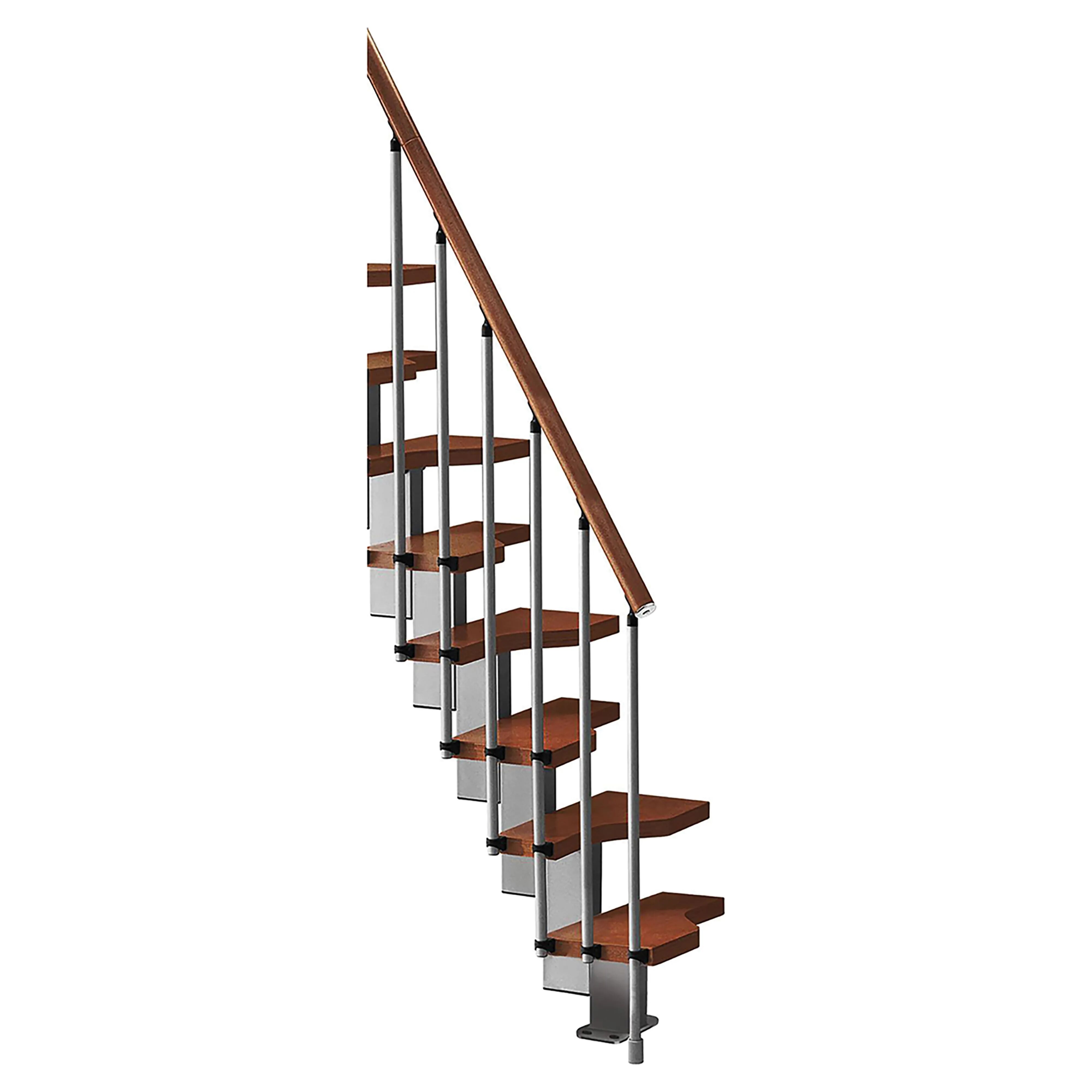 Tecnomat SCALA SALVASPAZIO MINI 11 GRADINI IN LEGNO DI FAGGIO NOCE ACCIAIO GRIGIO