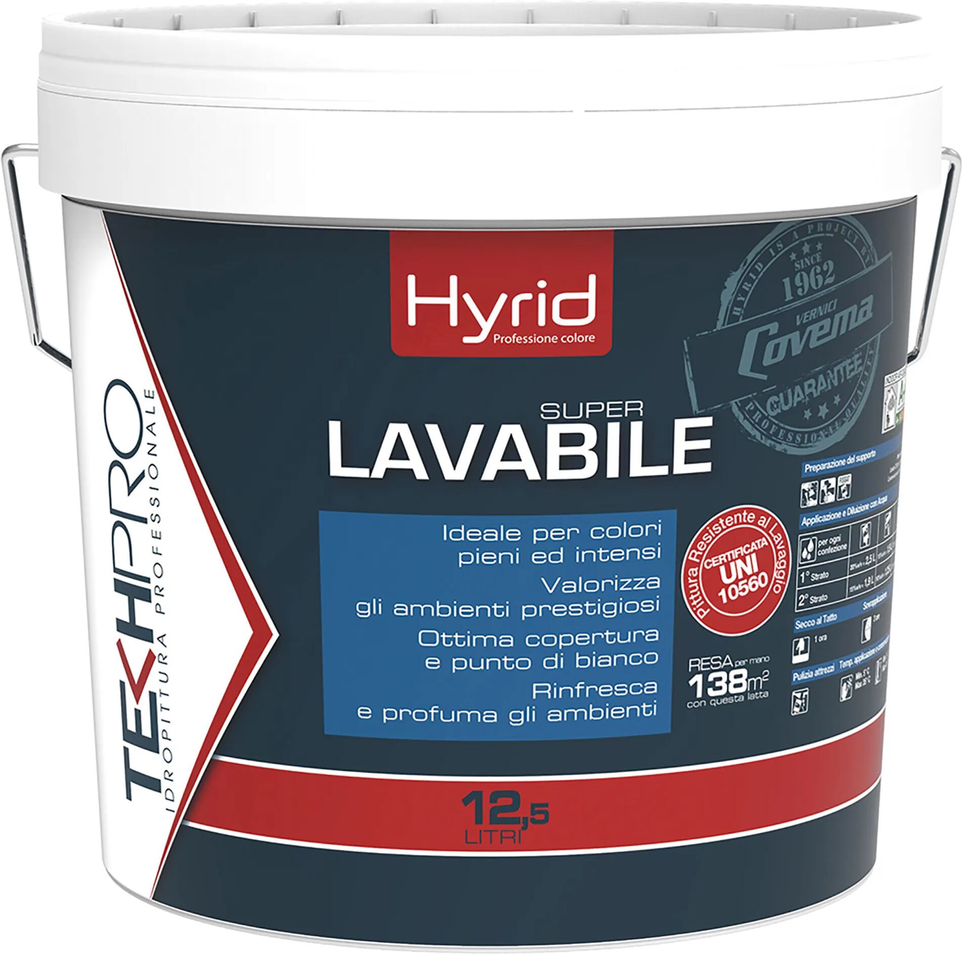 Hyrid By Covema IDROPITTURA SUPER LAVABILE COVEMA BIANCA 12,5 l SOGGIORNI E CAMERE 5-6 m² CON 1 l A 2 MANI