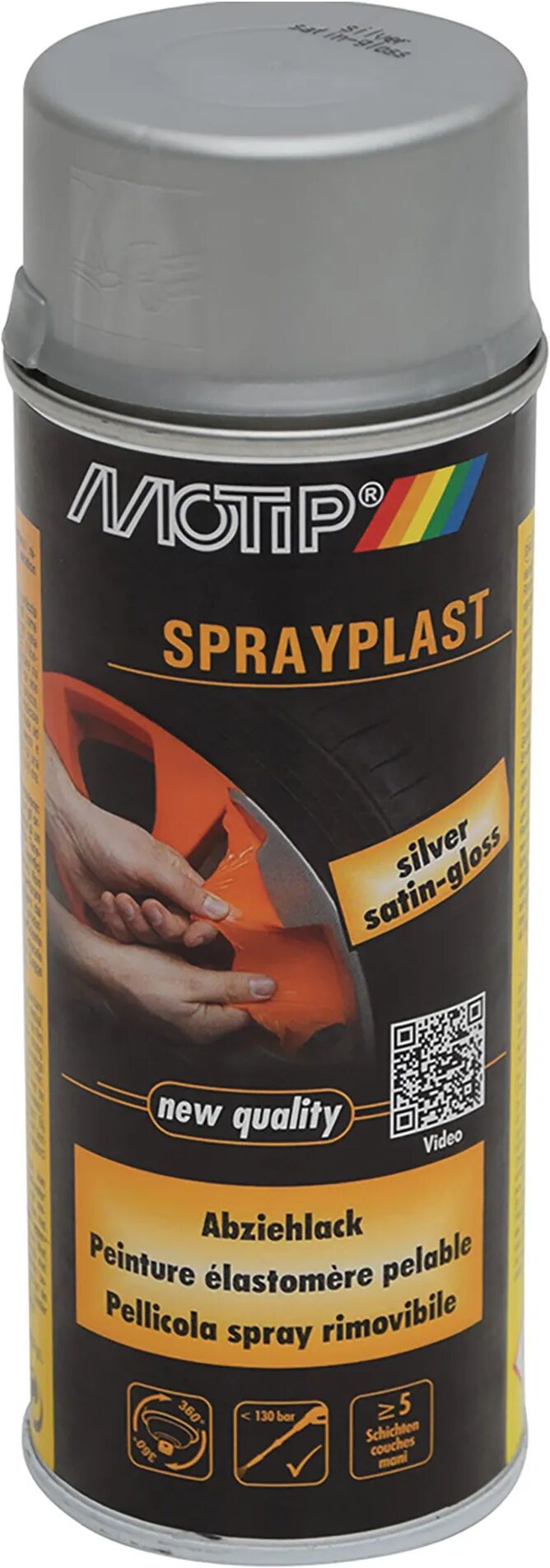 Motip PELLICOLA RIMOVIBILE SPRAY  400 ml SPRAYPLAST SILVER SEMILUCID 0,5-1 m² CON 1 l - 5 MANI