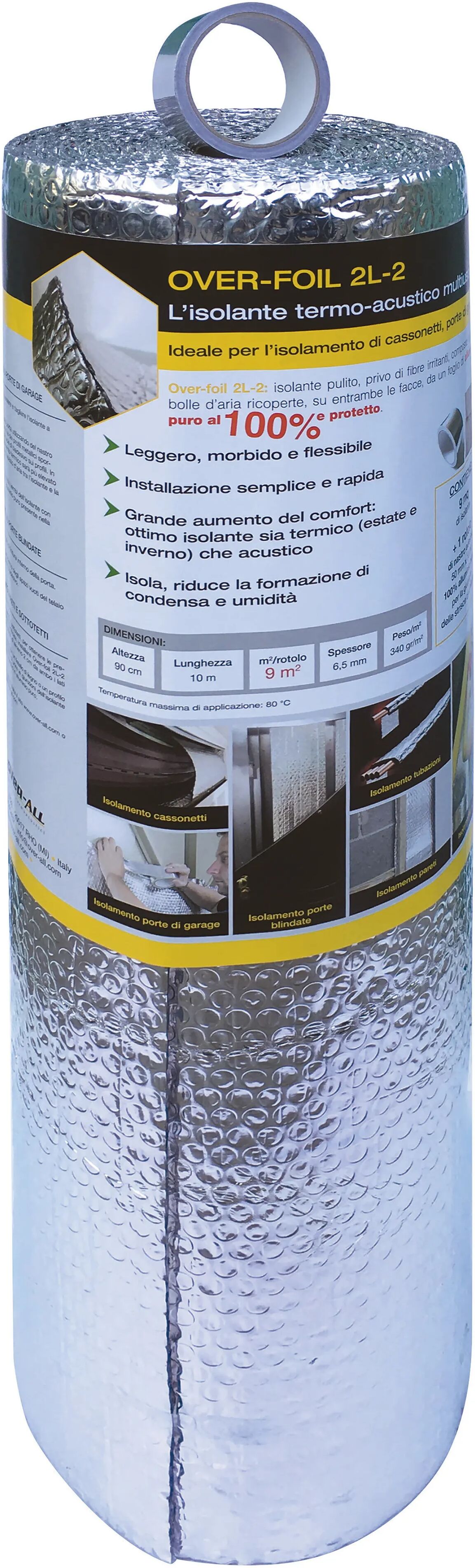 Tecnomat KIT ISOLAMENTO OVER-FOIL 2L-2 0,9x10 m SPESSORE 6,5 mm PARETI-SOTTOTETTI-PORTE