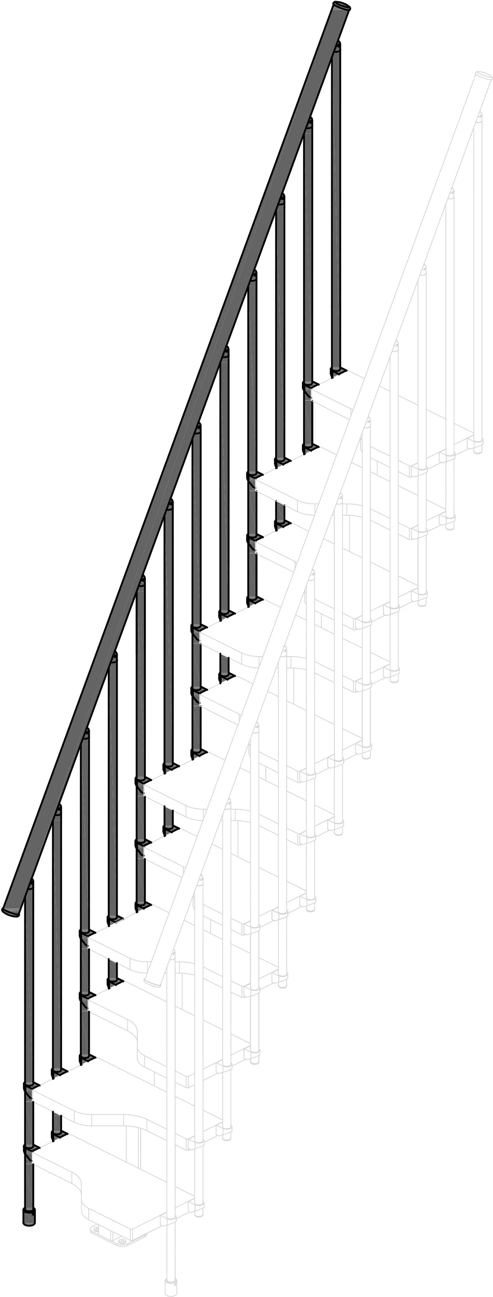 Tecnomat RINGHIERA ESTERNA PER SCALA MINI 11 GRADINI ACCIAIO BIANCO LEGNO IN FAGGIO SBIANCATO