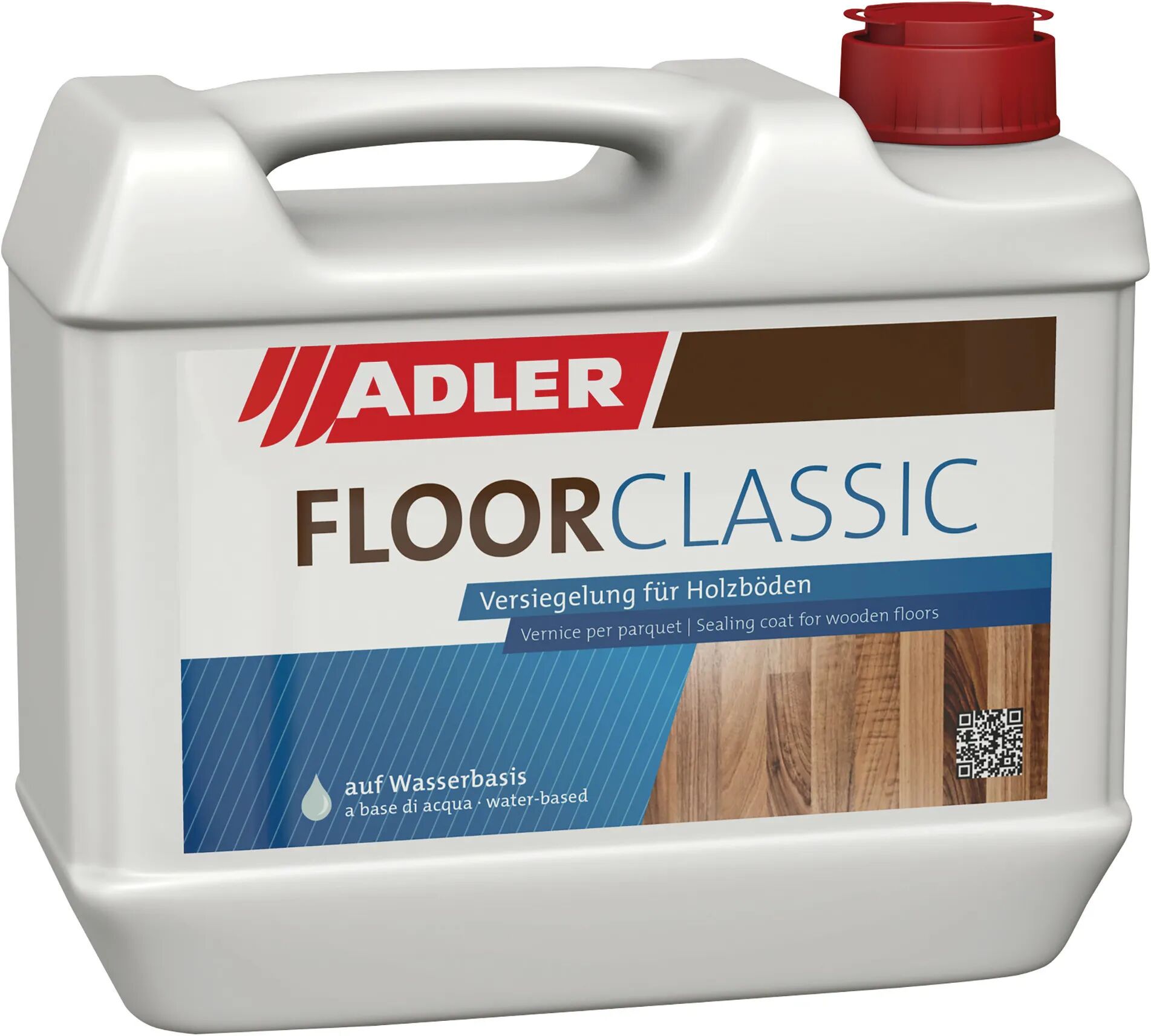 Adler_vernici VERNICE PER PARQUET AD ACQUA ADLER 5 l FLOOR CLASSIC SEMI OPACO 8-10 m² CON 1 l