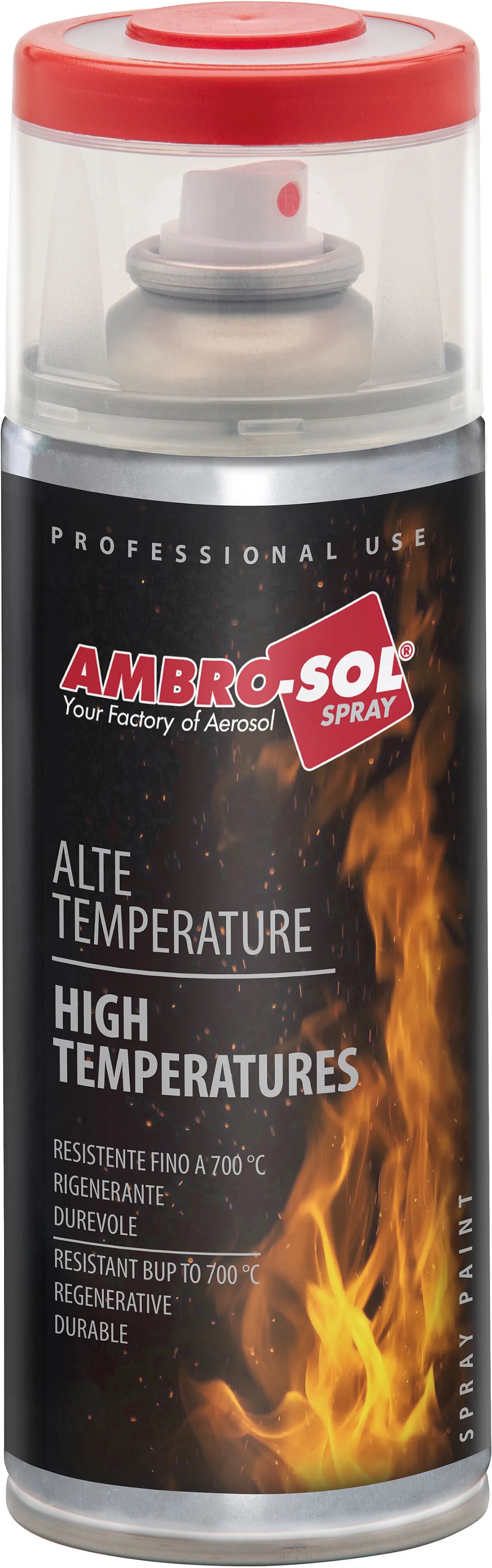 Ambrosol SMALTO SPRAY  ALTE TEMPERTURE NERO OPACO 400 ml 5 m² CON 1 l