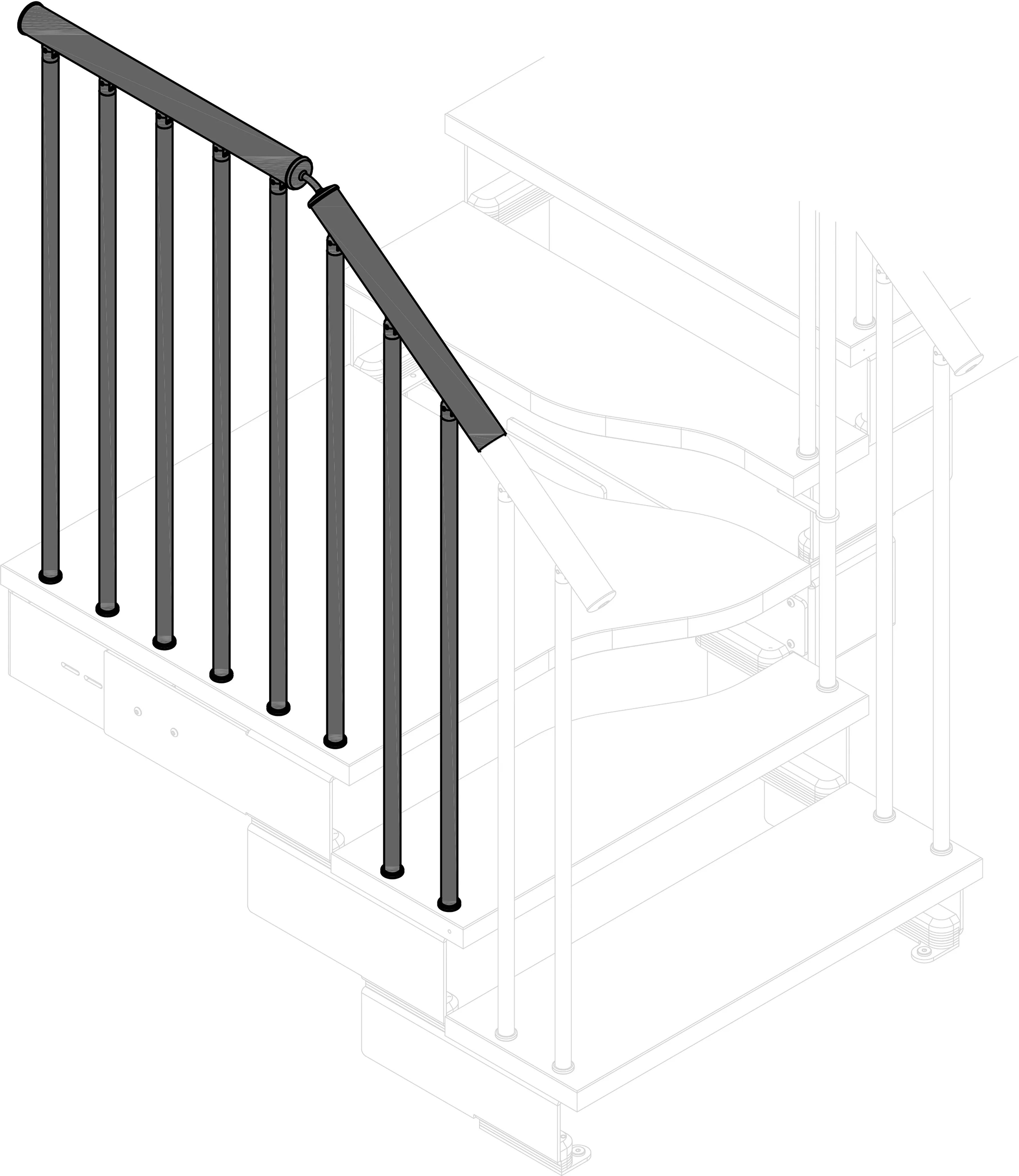 Tecnomat KIT RINGHIERA ESTERNA SCALA KOMPO PER GRADINI GIRO ACCIAIO GRIGIO SC - LEGNO NOCE