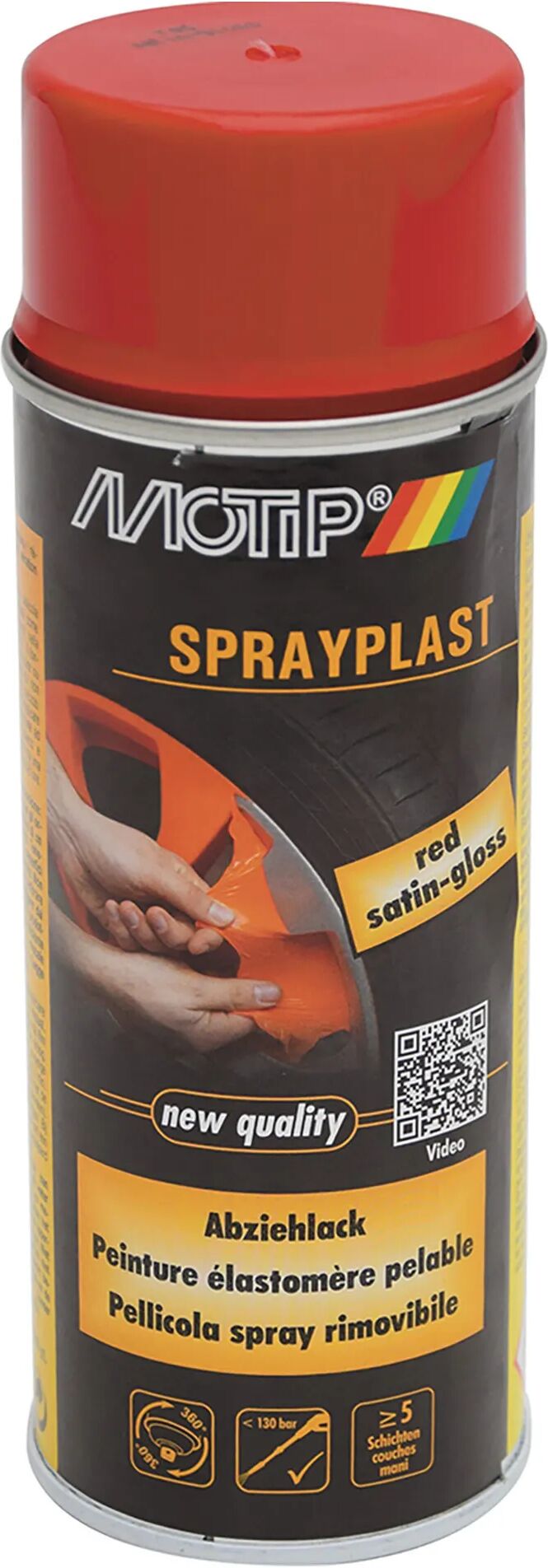 Motip PELLICOLA RIMOVIBILE SPRAY  400 ml SPRAYPLAST ROSSO SEMILUCIDO 0,5-1 m² CON 1 l - 5 MANI