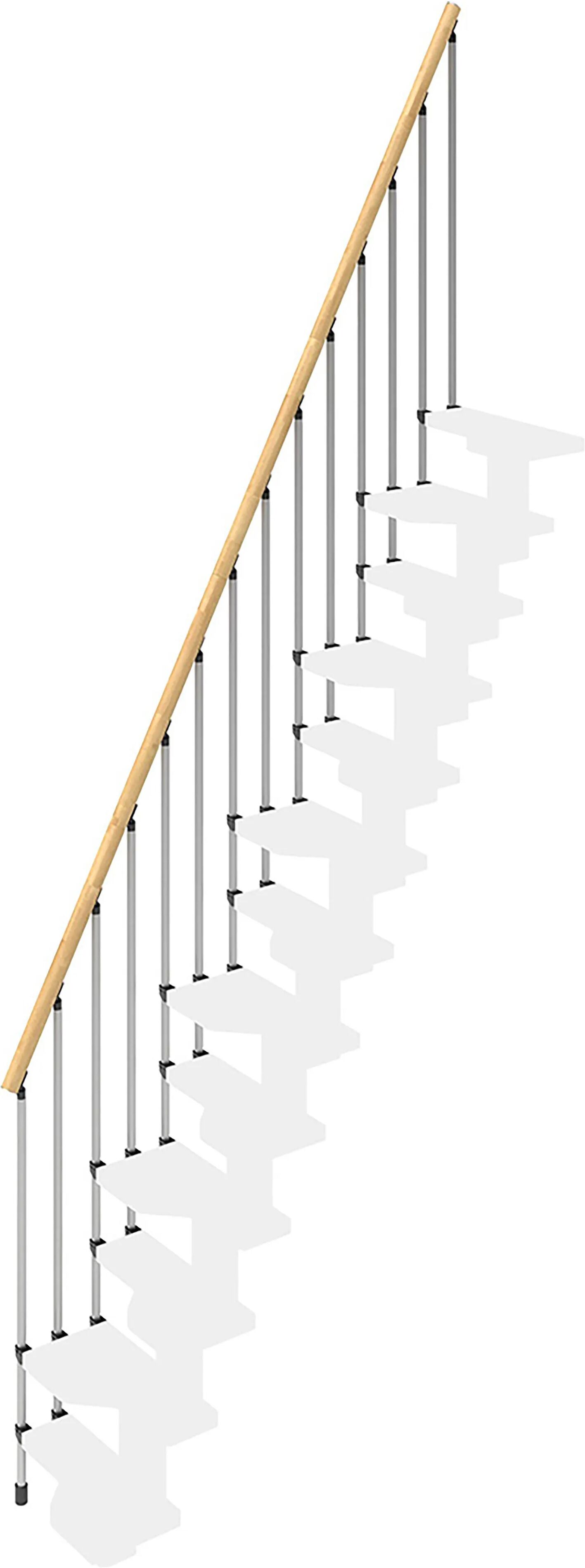 Tecnomat RINGHIERA ESTERNA PER SCALA MINI 11 GRADINI ACCIAIO GRIGIO LEGNO IN FAGGIO NATURALE