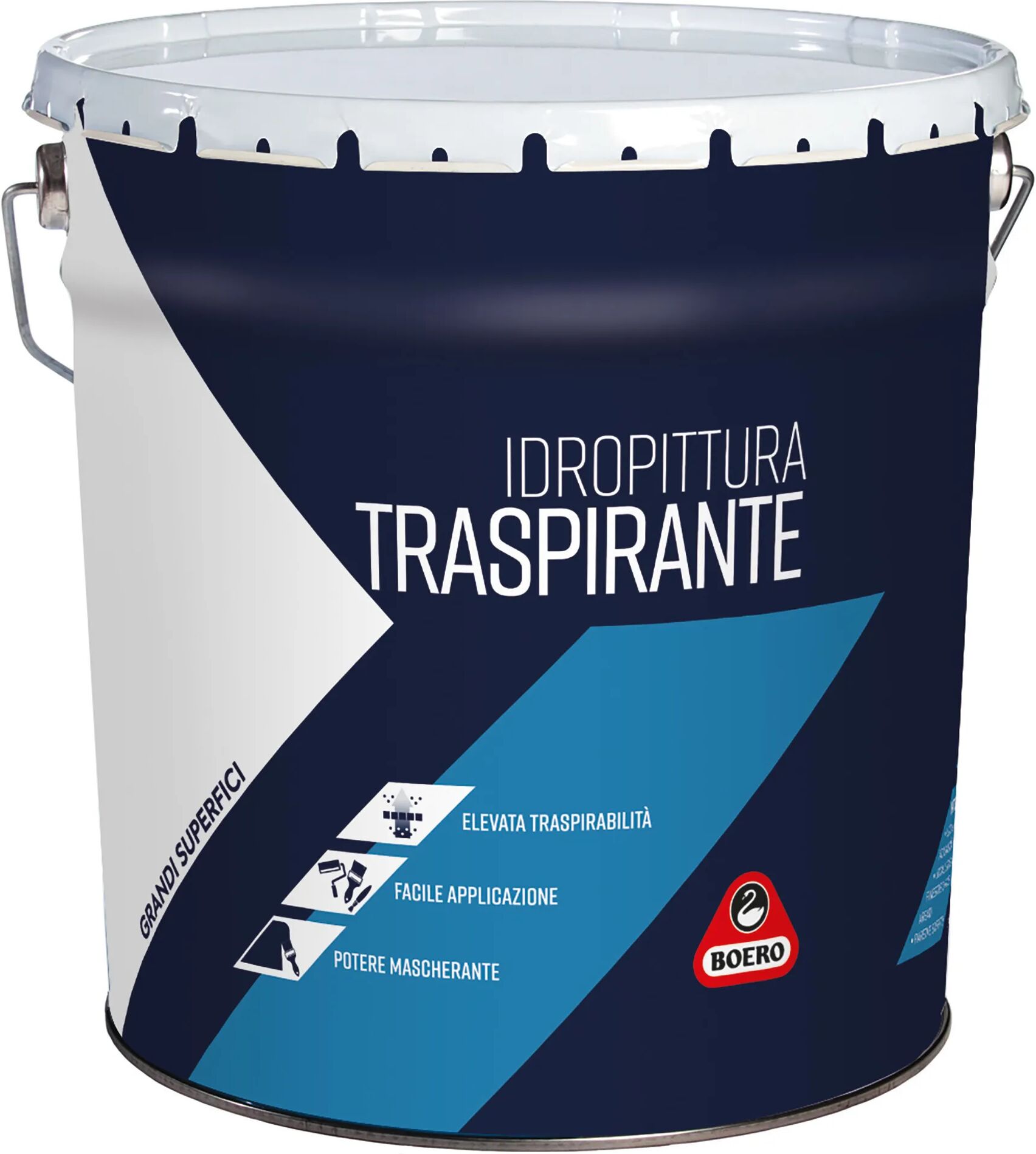 Boero IDROPITTURA TRASPIRANTE  BIANCA 14 l PER BAGNI E CUCINE 5-6 m² CON 1 l A 2 MANI