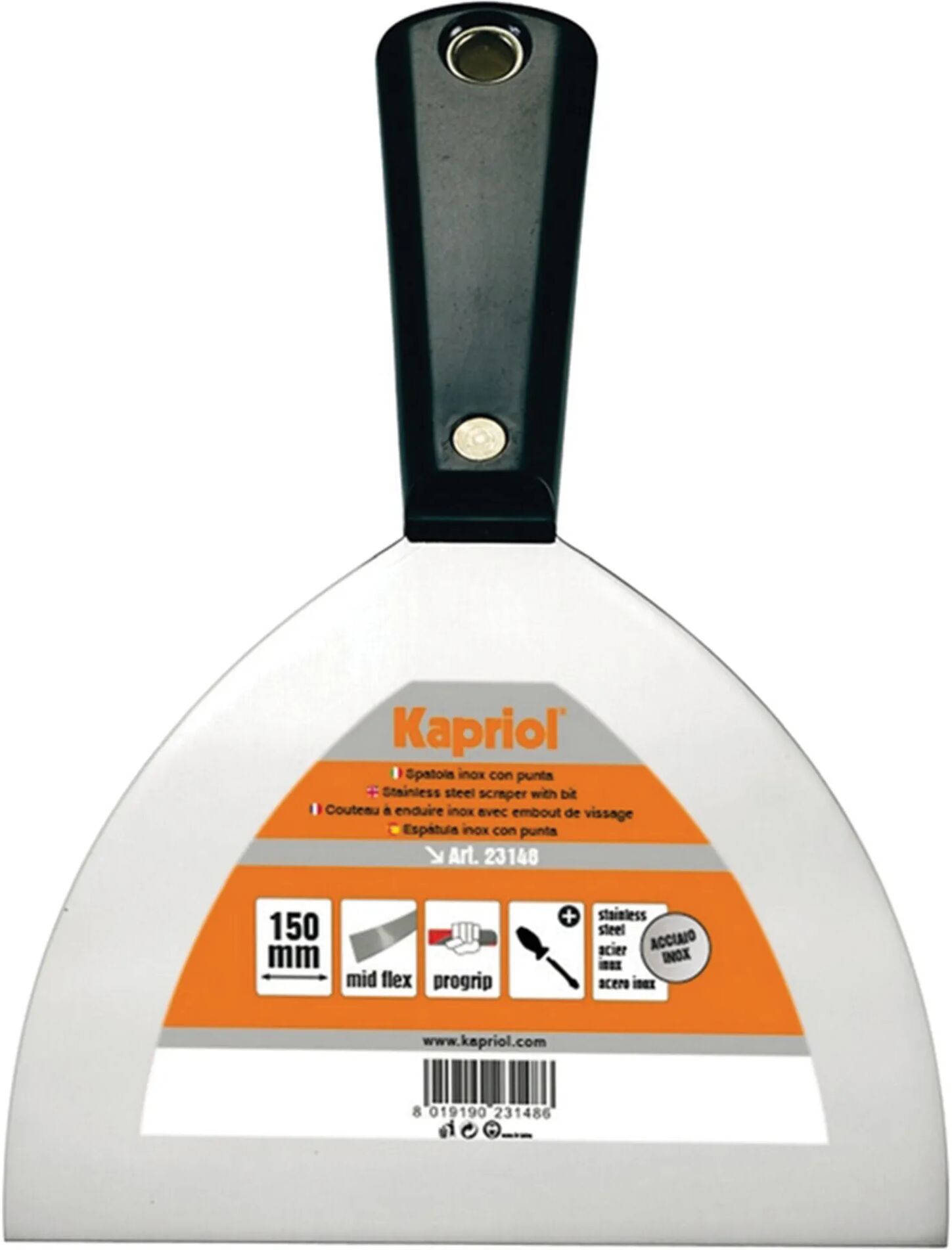 Kapriol SPATOLA AMERICANA 100 mm  LAMA IN ACCIAIO TEMPRATO E MANICO IN PLASTICA