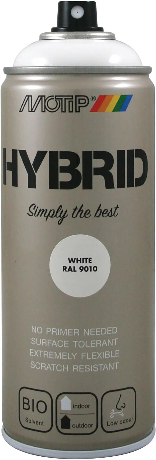 Motip VERNICE SPRAY HYBRID RAL 9010  BIANCO PURO 400 ml 2,5 - 3,5 m² CON 1 l