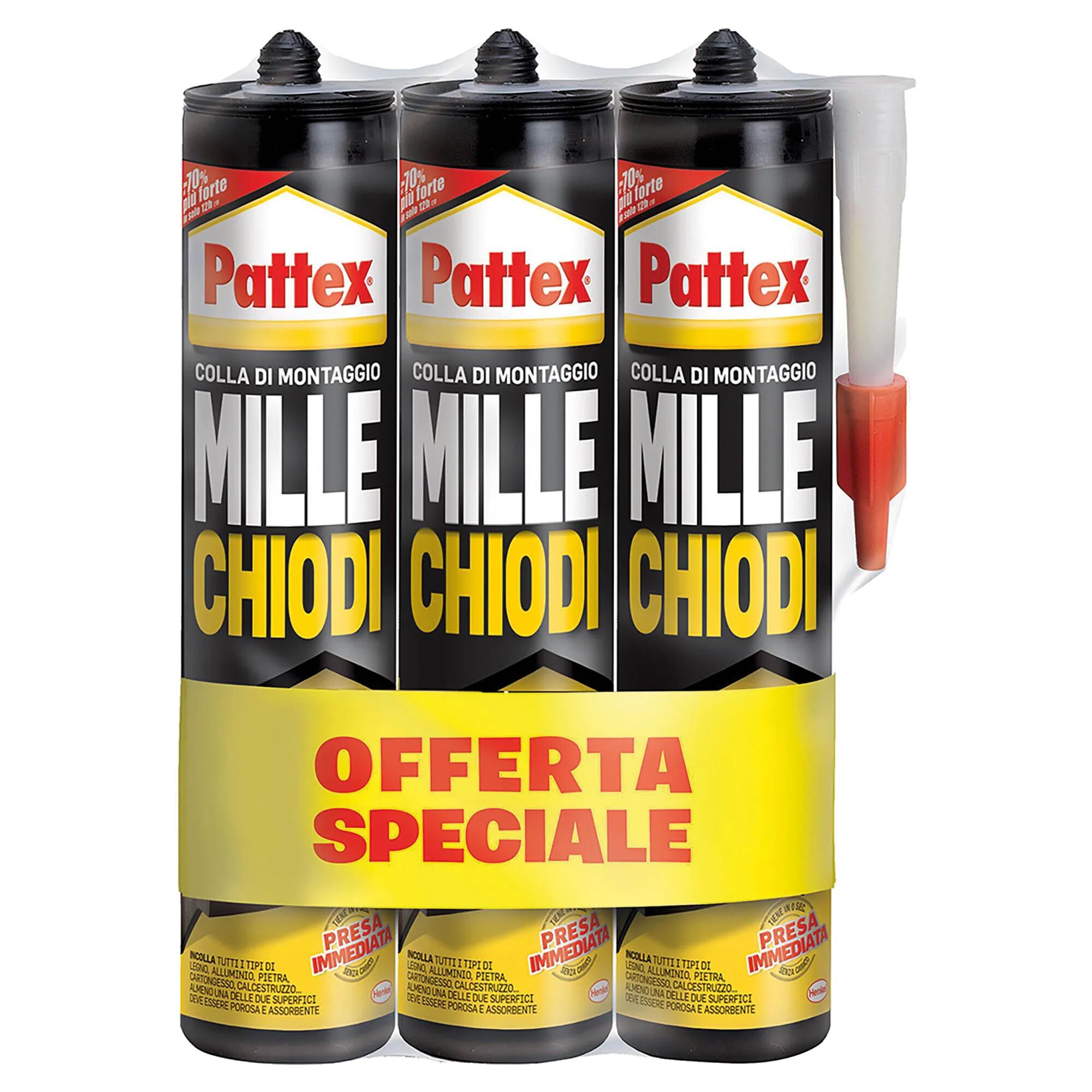 Pattex MILLECHIODI 3PACK  FORTE&RAPIDO 3 CONFEZIONI DA 400 g  BIANCO