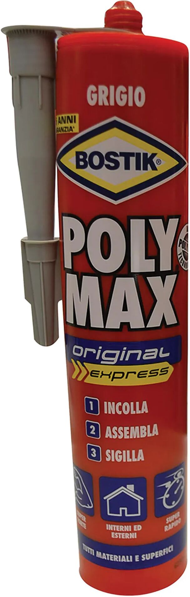 Polymax ADESIVO  ORIGINAL BOSTIK 425g EXPRESS GRIGIO PIASTRELLE MATTONI E ALLUMINIO