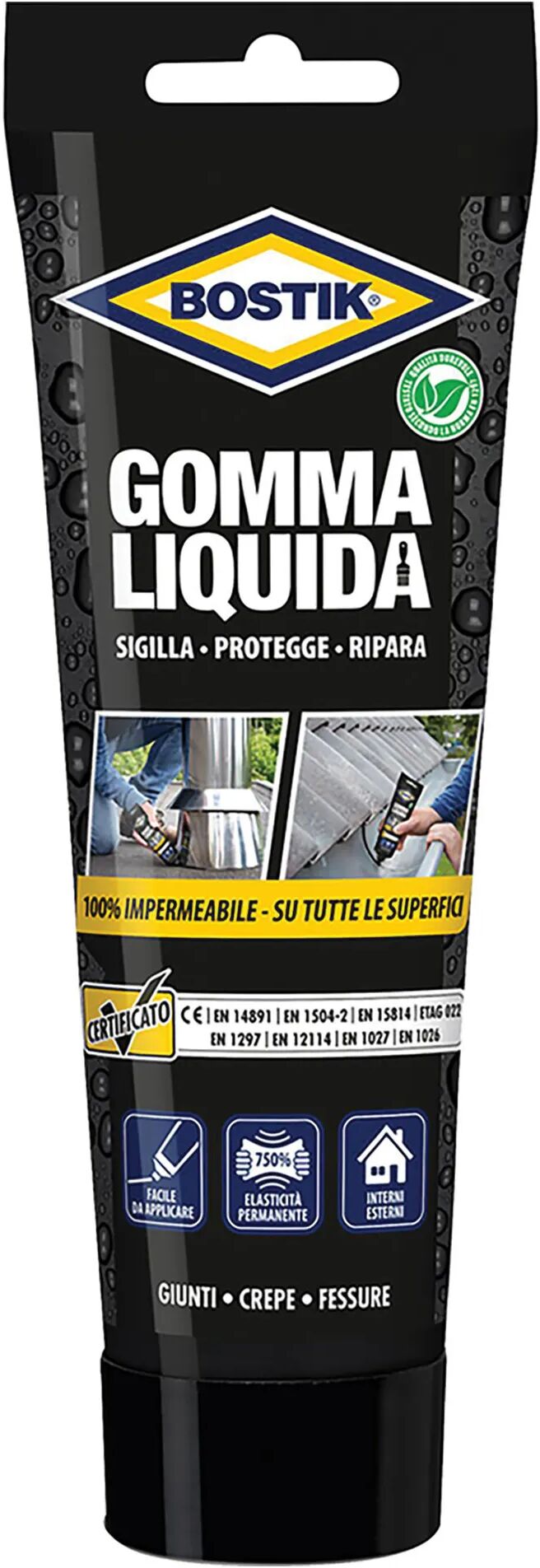 Bostik GOMMA LIQUIDA  TUBO 250 g NERA SIGILLA PROTEGGE RIPARA ESTERNO ED INTERNO