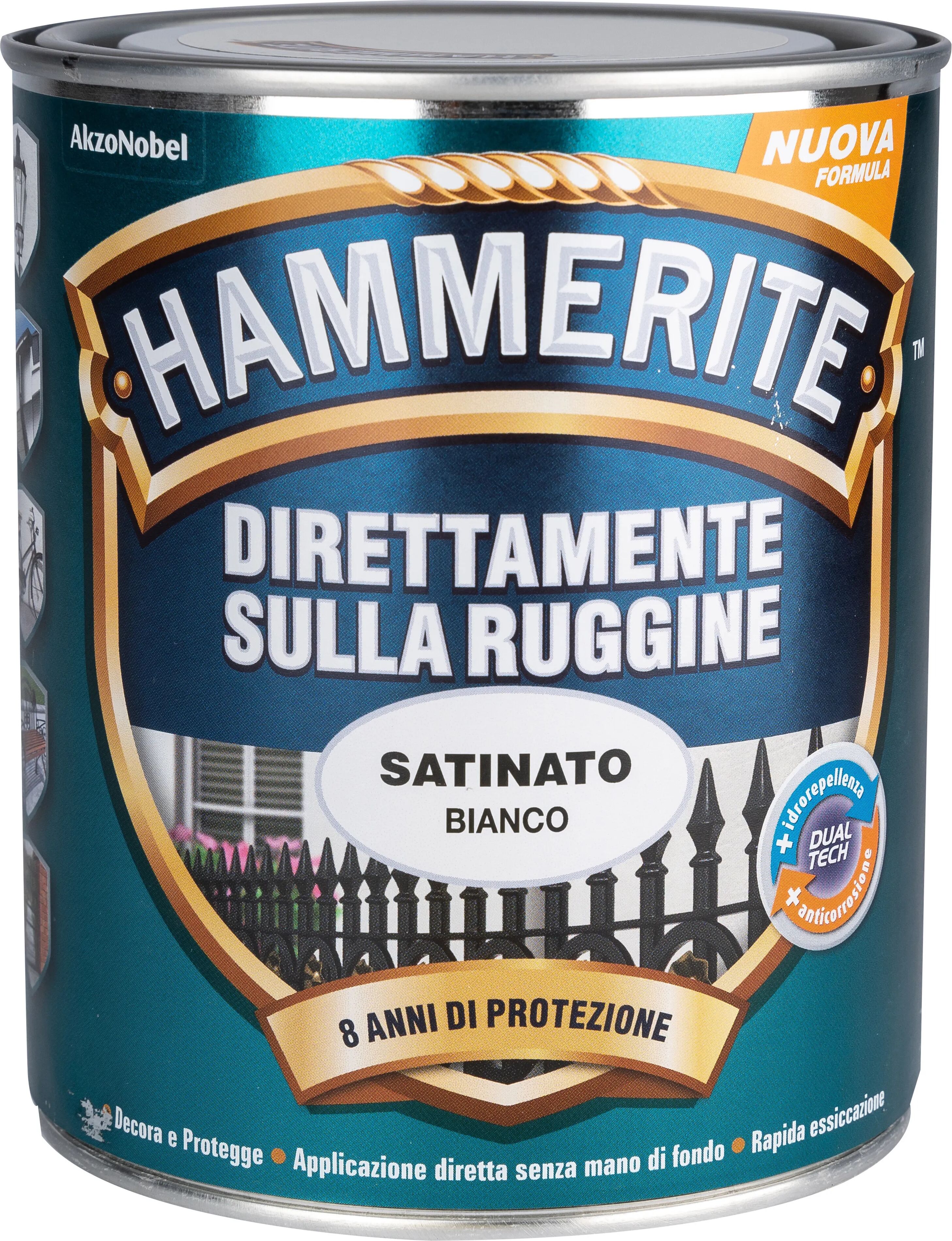 Hammerite SMALTO ANTIRUGGINE SATINATO  0,75 l BIANCO 8-10 m² CON 1 l