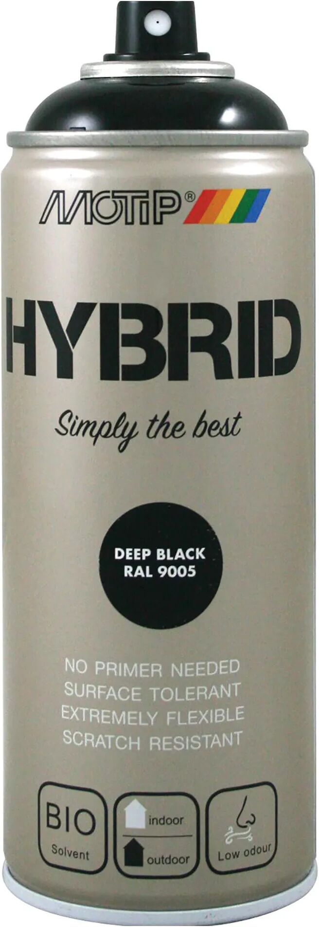 Motip VERNICE SPRAY HYBRID RAL 9005  NERO PROFONDO 400 ml 2,5 - 3,5 m² CON 1 l