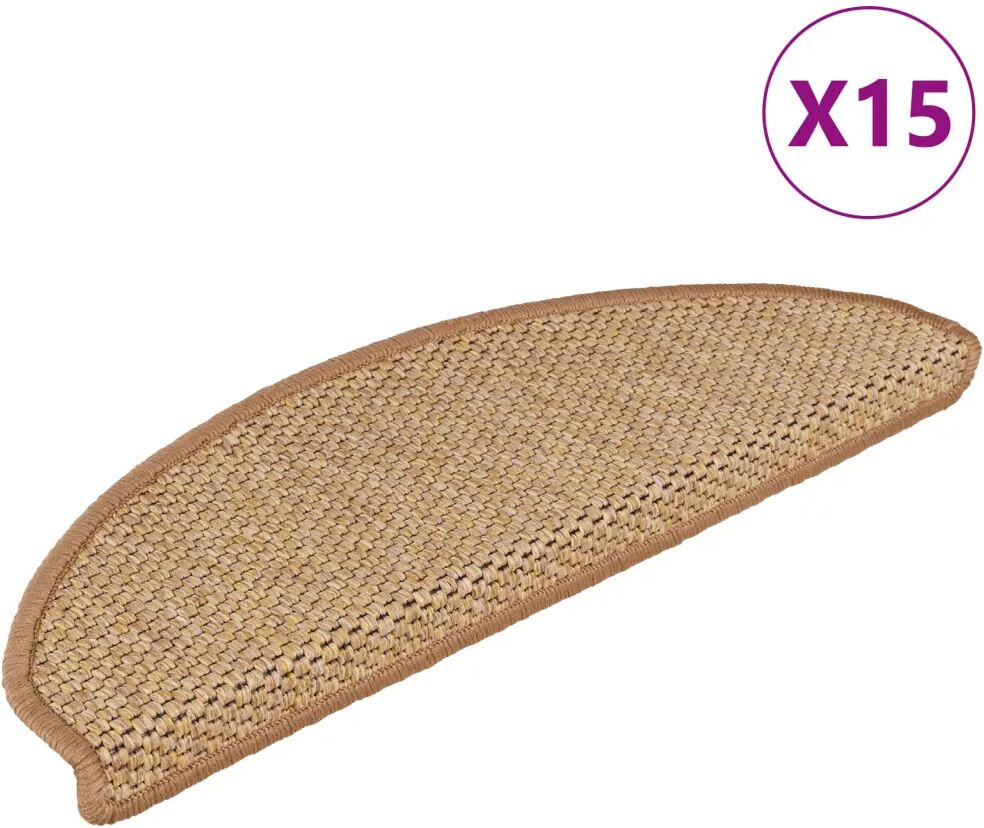 vidaXL Trapmatten zelfklevend 15 st sisal-look 65x25 cm oranje