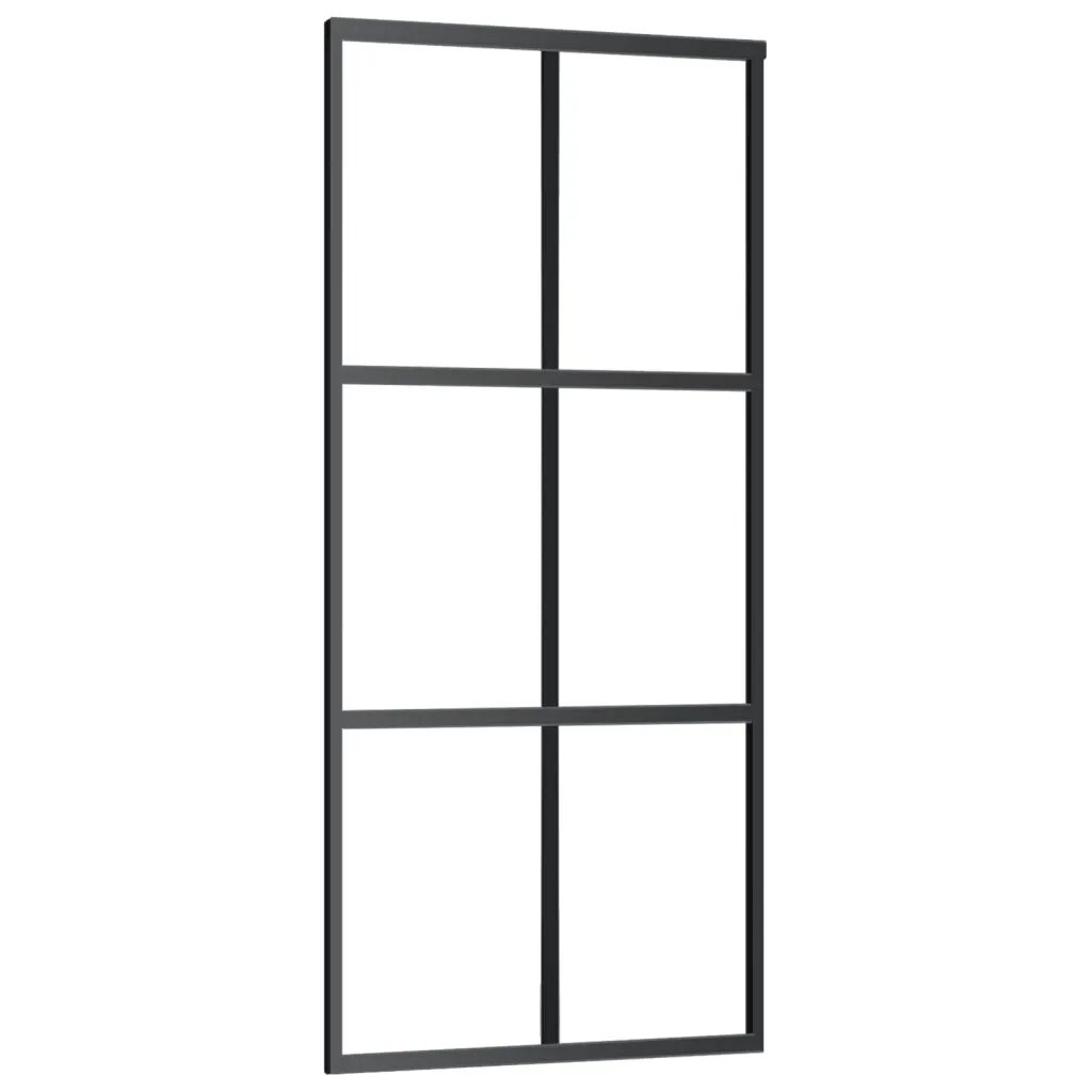 vidaXL Schuifdeur 90x205 cm ESG-glas en aluminium zwart