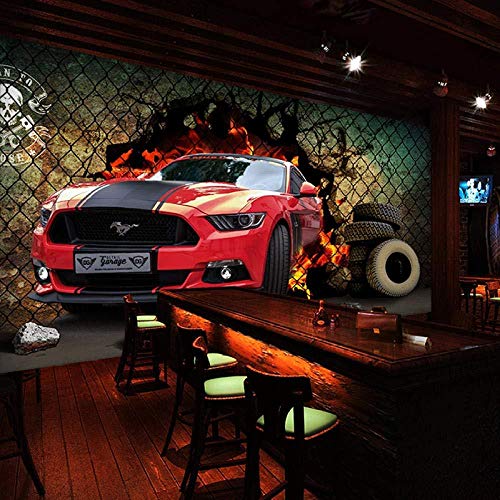 hmmsw Fotobehang 3D fotobehang 3D auto sportwagen terreinwagen Jeep fotobehang bar 4S winkel behang Ktv Wifi behang naadloze wandbekleding 200 cm x 140 cm