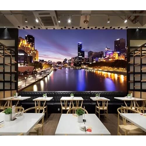 XDOUBAO 3D-behang, 3D-effect, stad in de nacht, kamer, foto, wanddecoratie, schilderen, 3D-behang, 3D, 150 x 105 cm