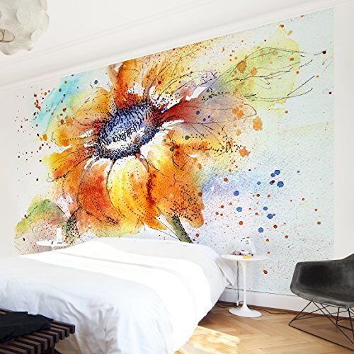 Apalis 94993 vliesbehang bloemenbehang painted zonnebloem fotobehang breed, vliesfotobehang wandbehang HxB: 320 x 480 cm geel