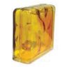 VITROLAND Glazen blok, gebogen, geel, gespoten gegolfd, 19 x 19 x 8 cm