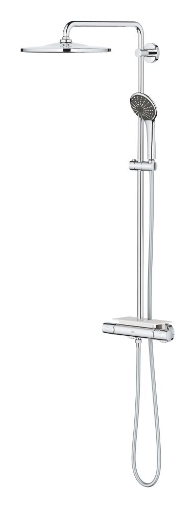 Grohe Vitalio Joy - Douchesysteem Vitalio Rain 310 Mono with Thermostatic Mixer and Shelf chromium